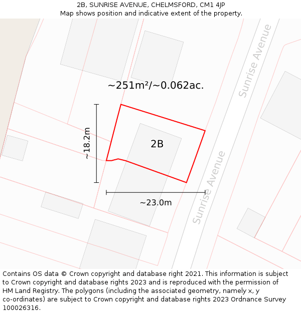 2B, SUNRISE AVENUE, CHELMSFORD, CM1 4JP: Plot and title map