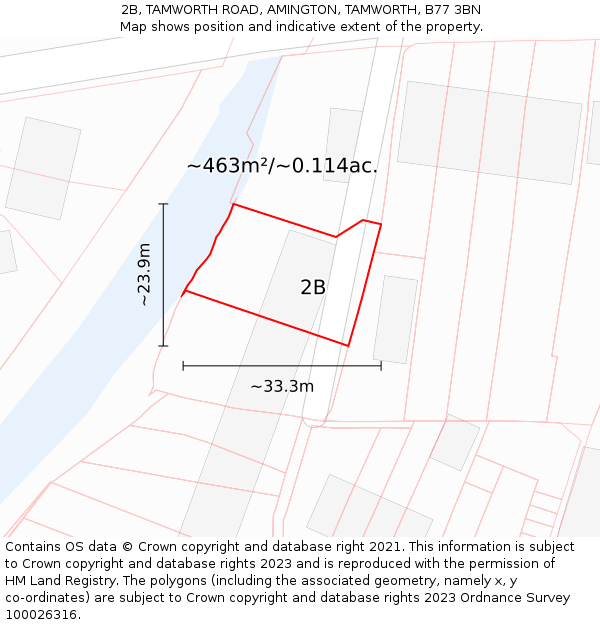 2B, TAMWORTH ROAD, AMINGTON, TAMWORTH, B77 3BN: Plot and title map