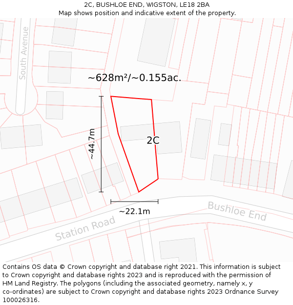 2C, BUSHLOE END, WIGSTON, LE18 2BA: Plot and title map