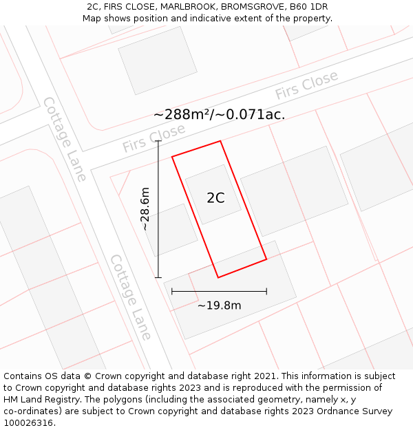 2C, FIRS CLOSE, MARLBROOK, BROMSGROVE, B60 1DR: Plot and title map