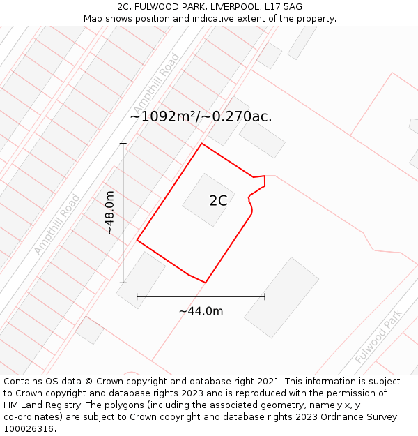 2C, FULWOOD PARK, LIVERPOOL, L17 5AG: Plot and title map