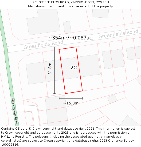 2C, GREENFIELDS ROAD, KINGSWINFORD, DY6 8EN: Plot and title map