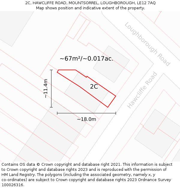 2C, HAWCLIFFE ROAD, MOUNTSORREL, LOUGHBOROUGH, LE12 7AQ: Plot and title map