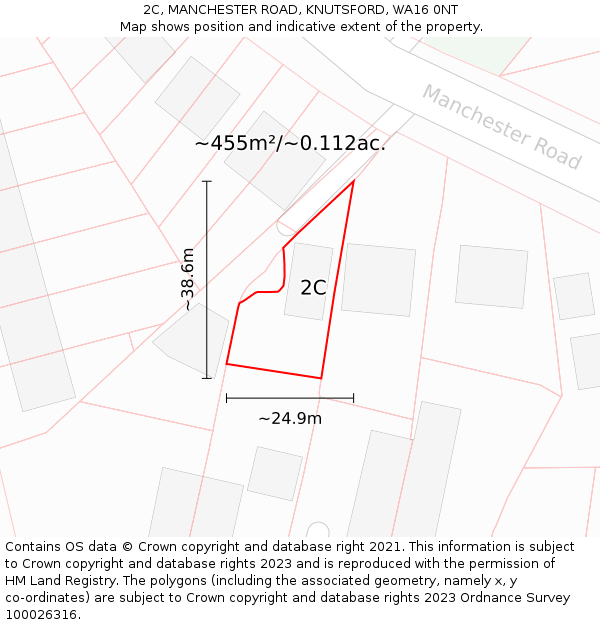 2C, MANCHESTER ROAD, KNUTSFORD, WA16 0NT: Plot and title map