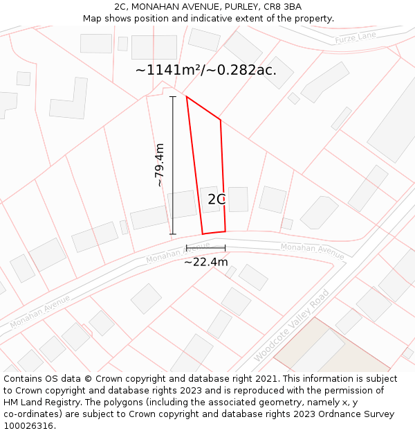 2C, MONAHAN AVENUE, PURLEY, CR8 3BA: Plot and title map