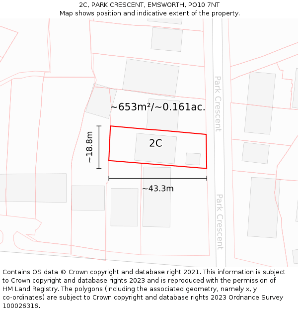 2C, PARK CRESCENT, EMSWORTH, PO10 7NT: Plot and title map