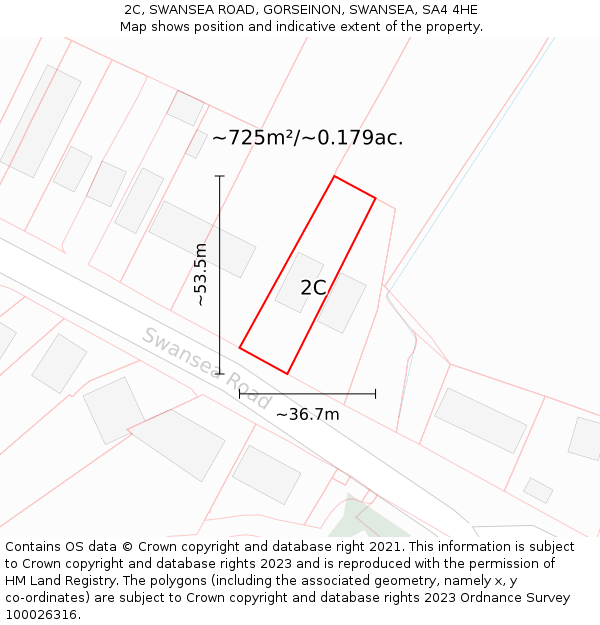 2C, SWANSEA ROAD, GORSEINON, SWANSEA, SA4 4HE: Plot and title map