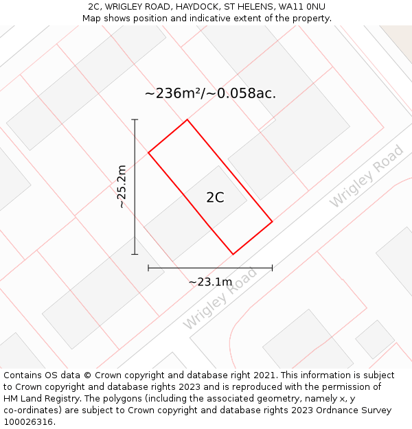 2C, WRIGLEY ROAD, HAYDOCK, ST HELENS, WA11 0NU: Plot and title map