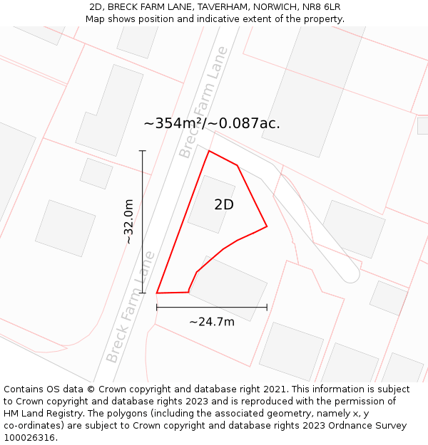 2D, BRECK FARM LANE, TAVERHAM, NORWICH, NR8 6LR: Plot and title map