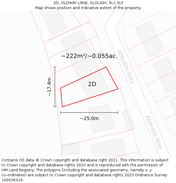 2D, OLDWAY LANE, SLOUGH, SL1 5LF: Plot and title map