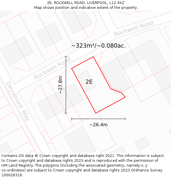 2E, ROCKWELL ROAD, LIVERPOOL, L12 4XZ: Plot and title map