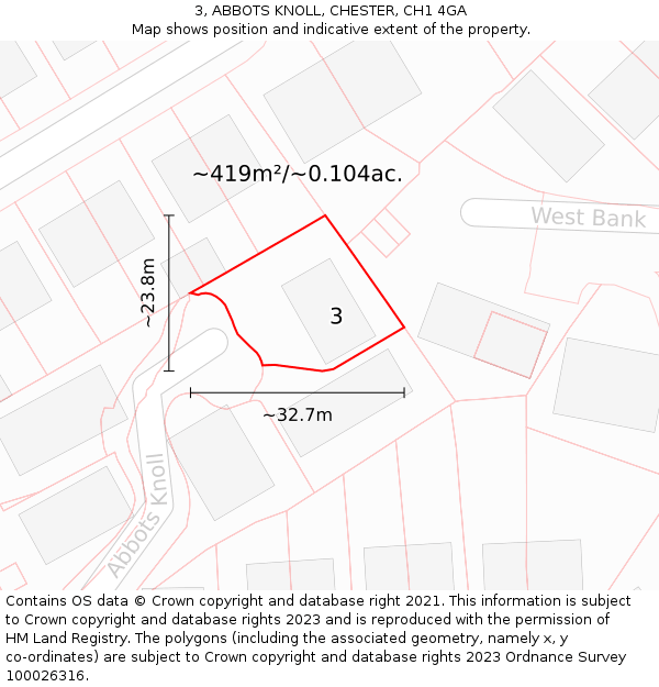 3, ABBOTS KNOLL, CHESTER, CH1 4GA: Plot and title map