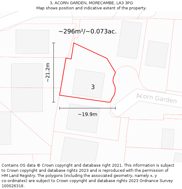 3, ACORN GARDEN, MORECAMBE, LA3 3PG: Plot and title map