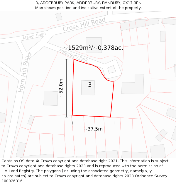 3, ADDERBURY PARK, ADDERBURY, BANBURY, OX17 3EN: Plot and title map