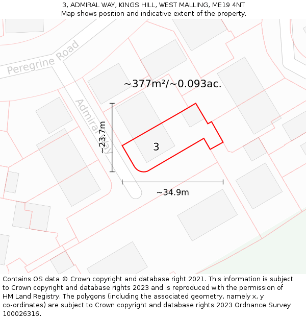 3, ADMIRAL WAY, KINGS HILL, WEST MALLING, ME19 4NT: Plot and title map