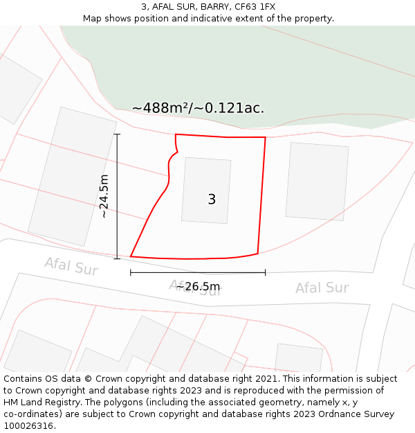 3, AFAL SUR, BARRY, CF63 1FX: Plot and title map