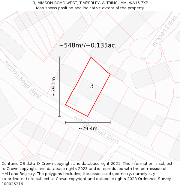 3, AIMSON ROAD WEST, TIMPERLEY, ALTRINCHAM, WA15 7XP: Plot and title map