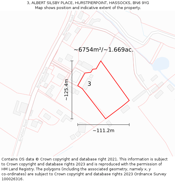 3, ALBERT SILSBY PLACE, HURSTPIERPOINT, HASSOCKS, BN6 9YG: Plot and title map