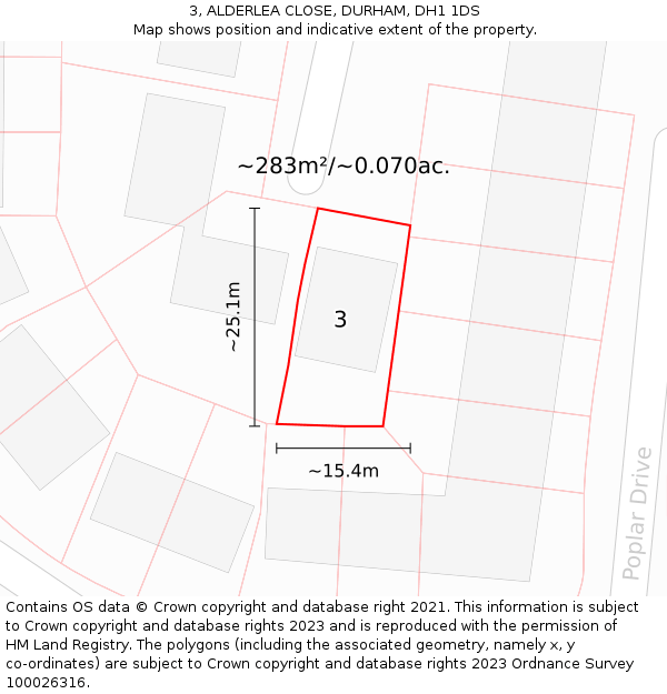 3, ALDERLEA CLOSE, DURHAM, DH1 1DS: Plot and title map