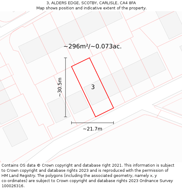 3, ALDERS EDGE, SCOTBY, CARLISLE, CA4 8FA: Plot and title map