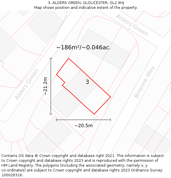 3, ALDERS GREEN, GLOUCESTER, GL2 9HJ: Plot and title map