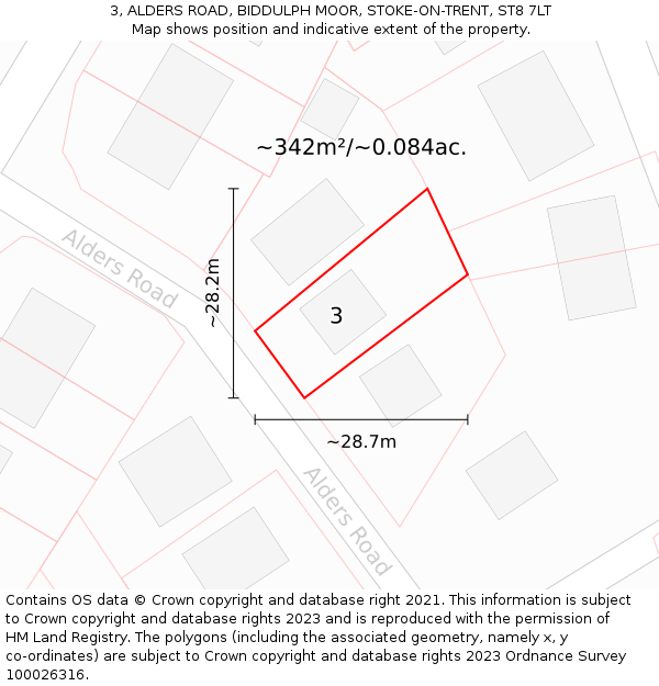 3, ALDERS ROAD, BIDDULPH MOOR, STOKE-ON-TRENT, ST8 7LT: Plot and title map