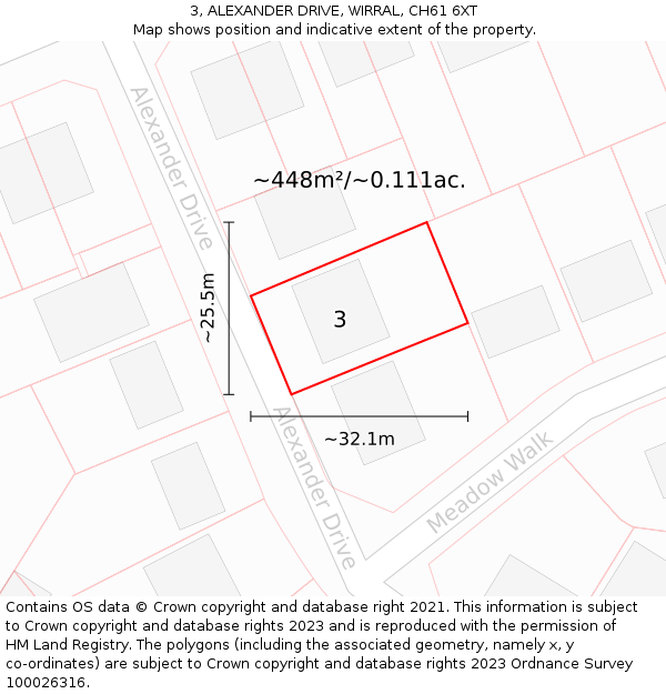 3, ALEXANDER DRIVE, WIRRAL, CH61 6XT: Plot and title map