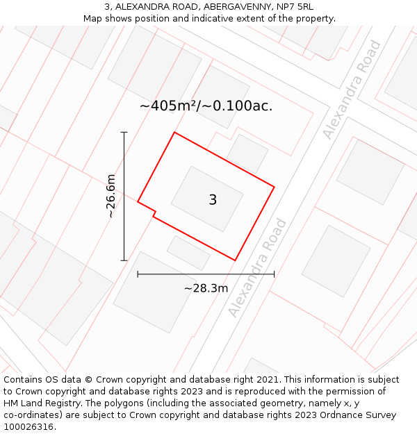 3, ALEXANDRA ROAD, ABERGAVENNY, NP7 5RL: Plot and title map