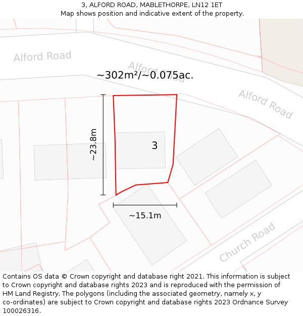 3, ALFORD ROAD, MABLETHORPE, LN12 1ET: Plot and title map