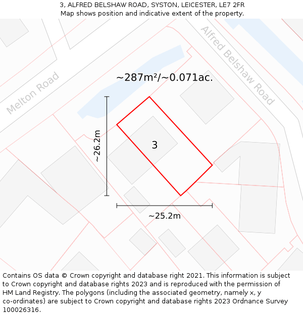 3, ALFRED BELSHAW ROAD, SYSTON, LEICESTER, LE7 2FR: Plot and title map