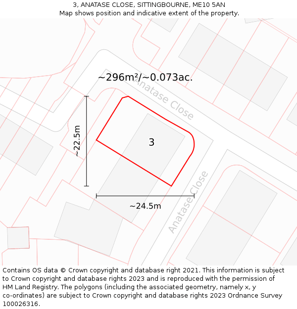 3, ANATASE CLOSE, SITTINGBOURNE, ME10 5AN: Plot and title map
