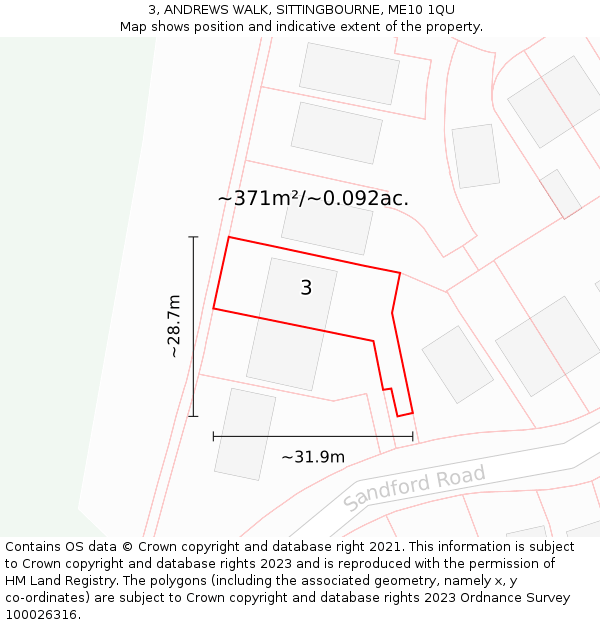 3, ANDREWS WALK, SITTINGBOURNE, ME10 1QU: Plot and title map