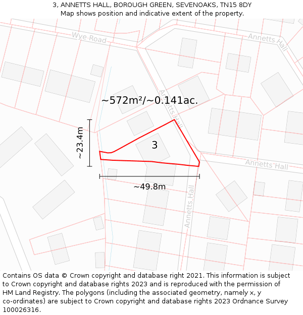 3, ANNETTS HALL, BOROUGH GREEN, SEVENOAKS, TN15 8DY: Plot and title map