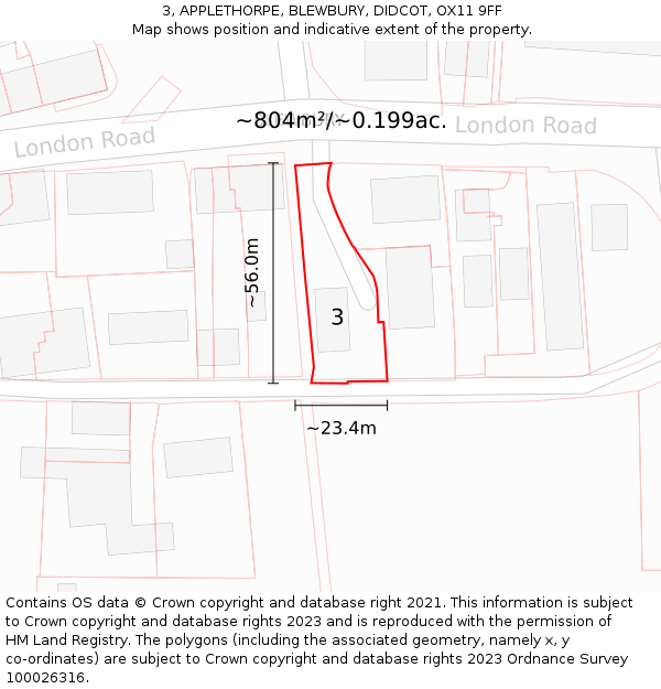 3, APPLETHORPE, BLEWBURY, DIDCOT, OX11 9FF: Plot and title map