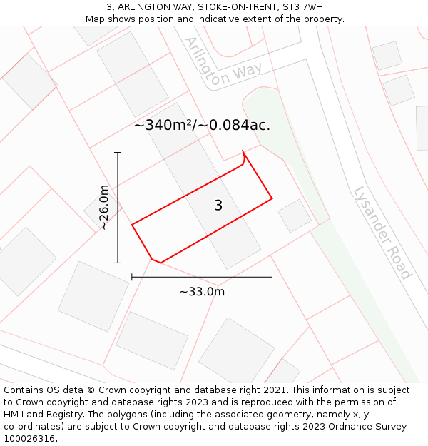 3, ARLINGTON WAY, STOKE-ON-TRENT, ST3 7WH: Plot and title map