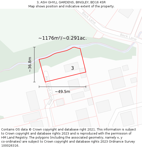 3, ASH GHYLL GARDENS, BINGLEY, BD16 4SR: Plot and title map