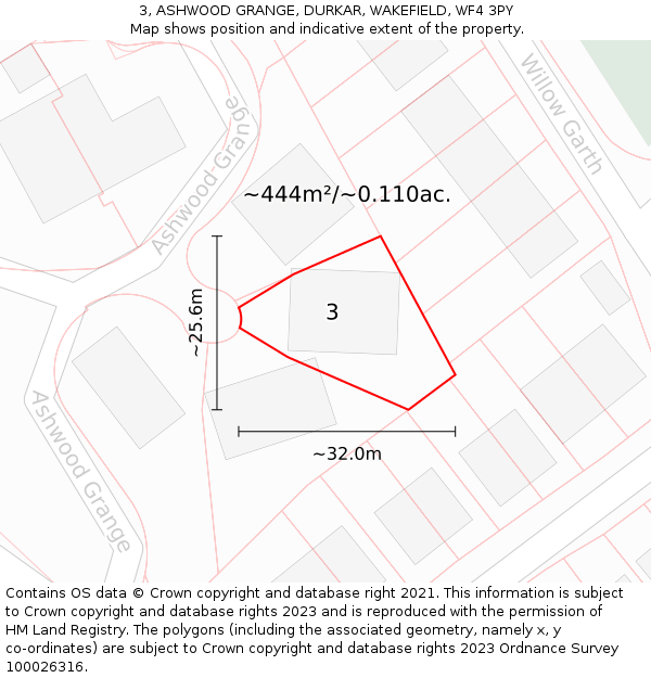 3, ASHWOOD GRANGE, DURKAR, WAKEFIELD, WF4 3PY: Plot and title map