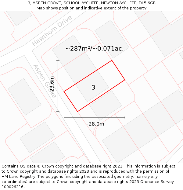 3, ASPEN GROVE, SCHOOL AYCLIFFE, NEWTON AYCLIFFE, DL5 6GR: Plot and title map