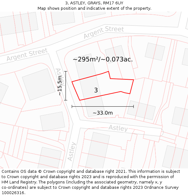 3, ASTLEY, GRAYS, RM17 6UY: Plot and title map