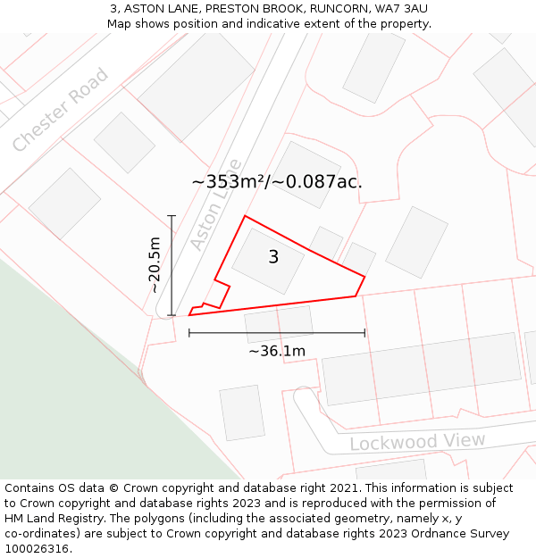 3, ASTON LANE, PRESTON BROOK, RUNCORN, WA7 3AU: Plot and title map