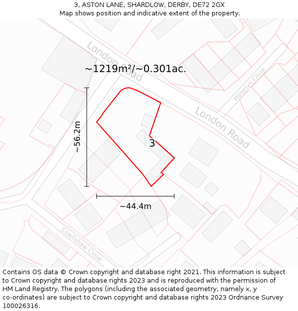 3, ASTON LANE, SHARDLOW, DERBY, DE72 2GX: Plot and title map