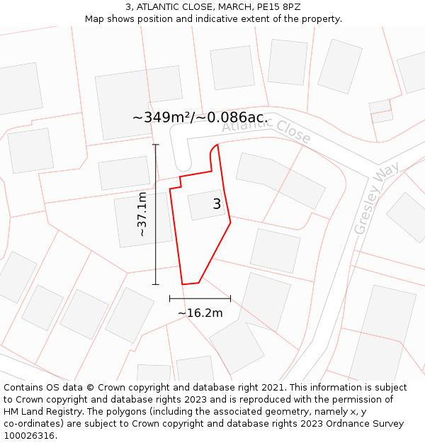 3, ATLANTIC CLOSE, MARCH, PE15 8PZ: Plot and title map