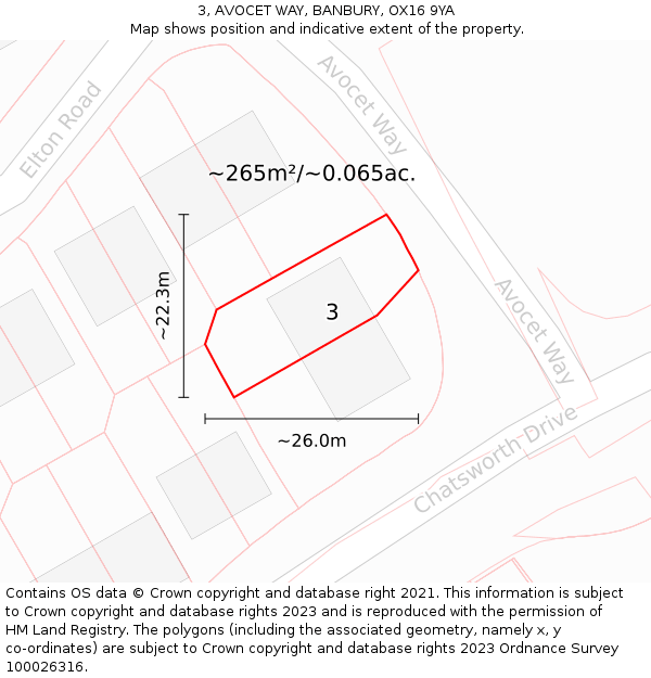 3, AVOCET WAY, BANBURY, OX16 9YA: Plot and title map