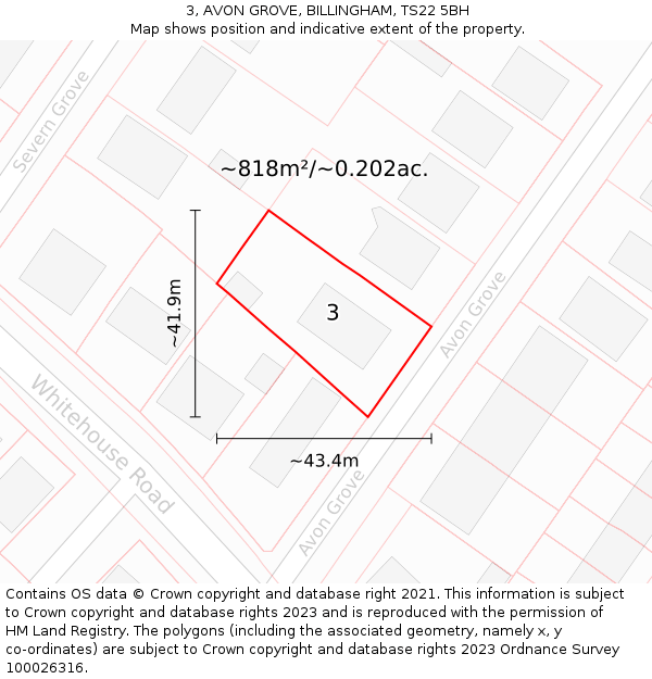 3, AVON GROVE, BILLINGHAM, TS22 5BH: Plot and title map