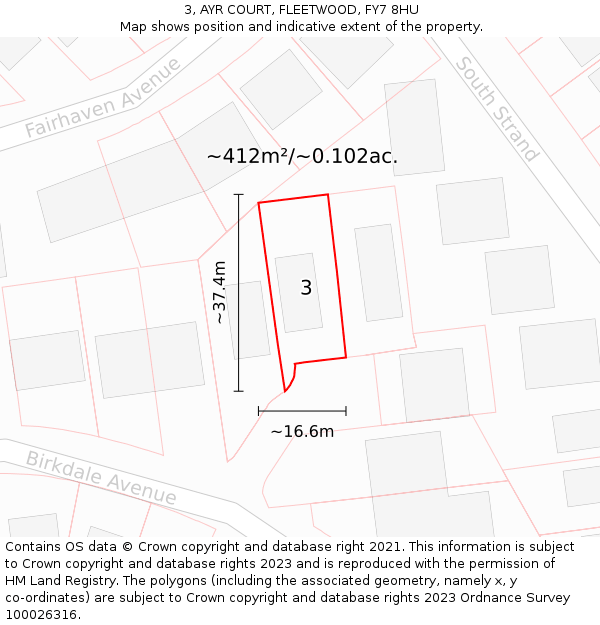 3, AYR COURT, FLEETWOOD, FY7 8HU: Plot and title map