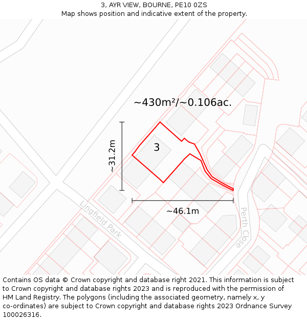 3, AYR VIEW, BOURNE, PE10 0ZS: Plot and title map