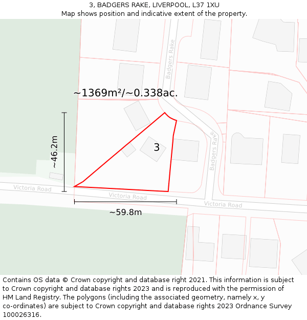 3, BADGERS RAKE, LIVERPOOL, L37 1XU: Plot and title map