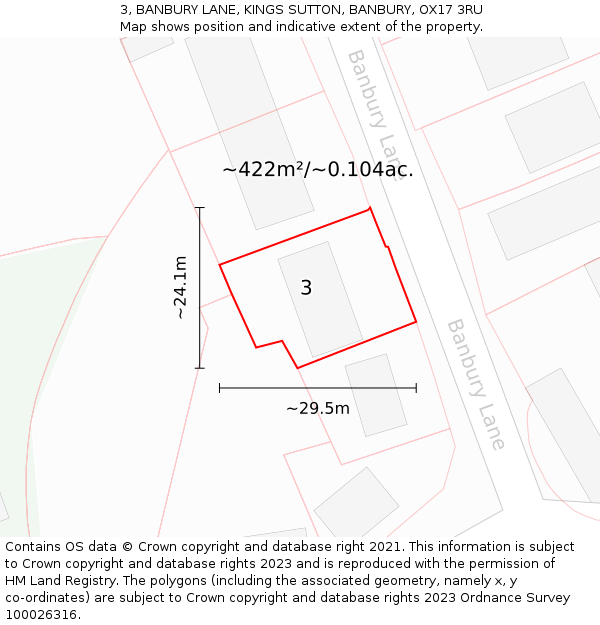 3, BANBURY LANE, KINGS SUTTON, BANBURY, OX17 3RU: Plot and title map