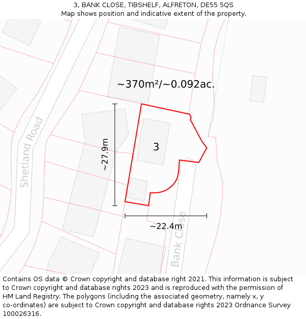 3, BANK CLOSE, TIBSHELF, ALFRETON, DE55 5QS: Plot and title map