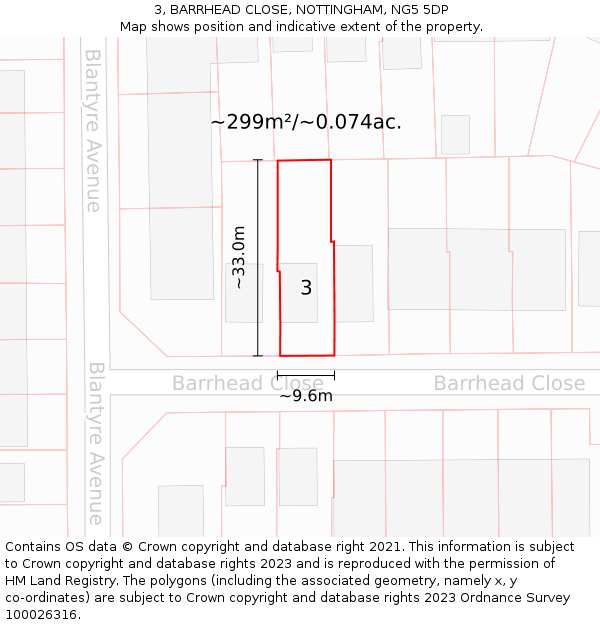 3, BARRHEAD CLOSE, NOTTINGHAM, NG5 5DP: Plot and title map